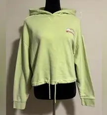 EUC Wrangler Lime Sherbert Rainbow Graphic Cropped Drawcord Hoodie size medium