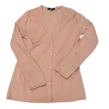 Saks fifth avenue szM light pink button front silk and cashmere cardigan EUC