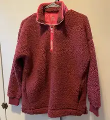 Aerie‎ Pink Sherpa Quarter-Zip Sweatshirt NWOT