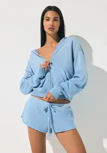 Skims French Terry Zip Up Hoodie in Blue Bell, Size Small