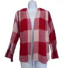 Ace & Jig plaid‎ print red and white blazer jacket size M