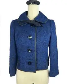 1960s tweed blue cropped blazer jacket