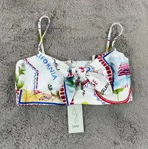 NWT Joie Women's‎ Size 12 Linen Blend Tie Front Crop Top Summer Print Y2K Beach