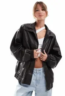 Oversized Faux Leather Jacket