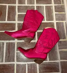 Pink shiny cowgirl boots