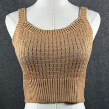 L*Space Encinitas Knit Crop Top Women's Size Small – Tan Multi Ribbed