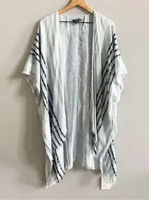 American Eagle Boho Striped Cover Up Fringe Kimono Blue, Navy, White Size O/S