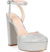 x Born on Fifth Liv Metallic Glitter Closed Toe Platform Pumps