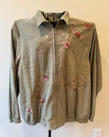 Alfred Dunner Jacket 20W Womens Full Zip Coat Embroidered Floral Beaded Knit