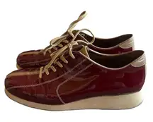 Paul Green Munchen Patent Leather Lace-Up Sneakers Wedge Casual Size 8.5 Women's