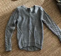 Grey cable knit soft crew neck sweater
