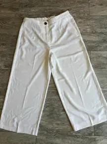 Chicos Wide Leg Pants Straight Crop Pant 1.5 Womens size 10 White Capri‎ Trouser