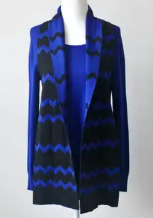 Cupio Royal Blue Long-Sleeve Scoop Sweater with Black Chevron Scarf Medium