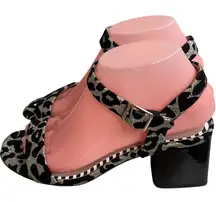 Betsey Johnson Deena gold  Block Heel Sandals Women Size 6.5M Ankle Strap