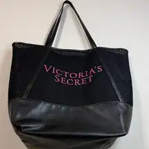 Victoria's Secret Black and Pink Mesh Tote