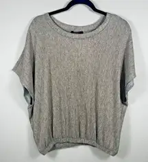 NWT Forever 21 Ribbed Metallic Blouse Top Size‎ M Silver Holiday Party Dressy
