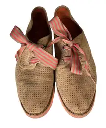 Johnston & Murphy Bree Tan Perforated Suede Lace Up Shoes Peach‎ Womens 7.5