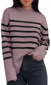 Zesica Mauve and Black Striped Sweater Sz M