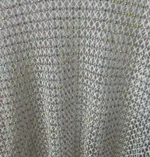 Windsor White Mesh Rhinestone Crop Top w/ Feather Trim Sleeves – Size M