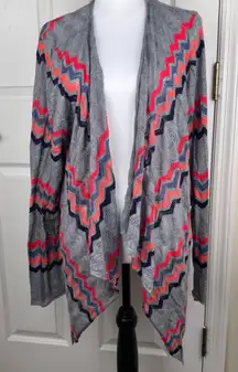 Torrid Gray Colorful Chevron Zigzag Open Front Long Sleeve Cardigan Size 3 3X