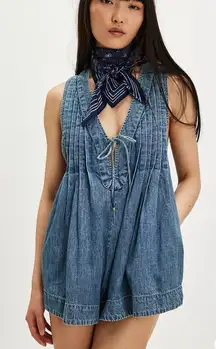 Free People Webster Romper in Falling Rain Wash Size XL
