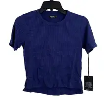 Michael Lauren Clifford Blue Short Sleeve Cropped Tee XS New‎