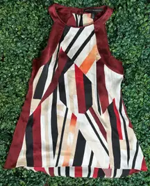 Vintage 100% Silk White House Black Market Multicolor Sleeveless Top Size 0