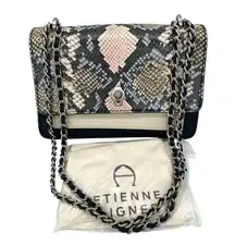 Etienne Aigner Leather Snakeskin Print Lana Convertible Bag