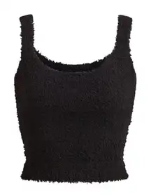 Skims Women's Cozy Knit Fuzzy Tank Top Sleeveless Black,Size Large, NWOT