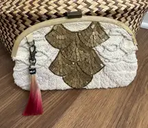 Anthropologie Jasper & Jeera Gilded Gold Fan Clutch