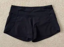 LULULEMON Run Times Short 4” Mid-Rise MR Shorts Black BLK EUC Hotty Speed Size 6