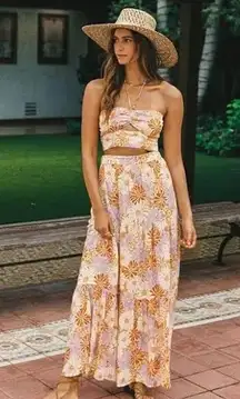 NWT! L*Space Blue Skies Wavy Daisy Halter Smocked Tube Top - Size Medium