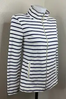 Lilly Pulitzer Striped Full Zip Sz XS Jacket Navy White Gold Trim Nautical Coat