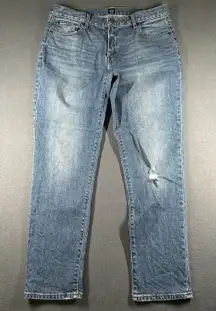 Gap Best Girlfriend Jeans Womens 30 Blue Medium Indigo Distressed Denim Jeans