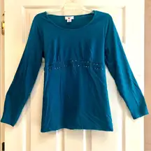 Two Hearts Maternity Women’s Blouse in Turquoise with a Ruffle Design Size Large