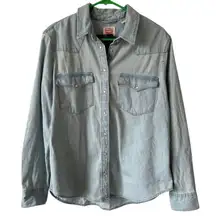 NEW LEVI'S WOMEN'S XS Long Sleeve Pearl Snap The Western Denim Light Blue