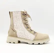 Sorel LENNOX™ Lace Cozy Booties Beige Winter Ankle Boots Biker Waterproof Size 9