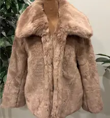 A New Day Women's Mauve Plush Faux Fur Coat Taupe Medium