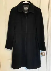EUC Marvin Richards women’s black wool peacoat full length trench‎ coat small