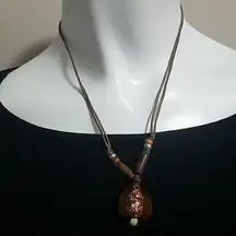 Brown Cowrie Shell Necklace (17.5")