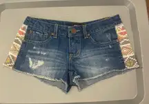 Tribal Southwestern Denim Shorts
