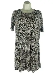 Soma Short Sleeve Animal Printed Soft Jersey Mini Dress Brown Black Size S