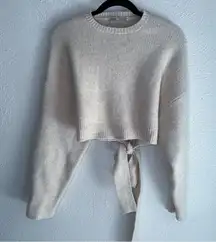 ZARA Open Back Tie-Front Sweater Cream Knit Crop Blogger Favorite Medium