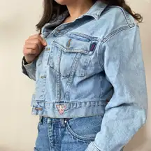 Guess Vintage  Cropped Denim Jacket in Medium Wash