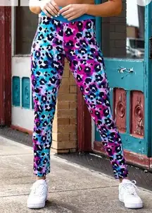 Lucky & Blessed Leopard Multi-Color leggings size Small workout activewear pants