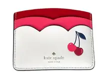 Kate Spade  Bing Cherries Small Slim Card Holder Cream Red Pink