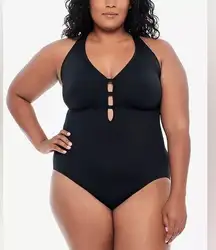 Ralph Lauren Tummy Control Shaping Plunge One-Piece Swimsuit - NEW - Size 16W