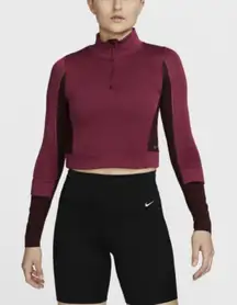 Nike Therma-FIT‎ ADV Pullover 1/4 Zip Cropped Running Top Maroon Womens Large