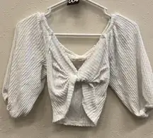 Urban outfitters ribbed twist front half sleeve crop top size small