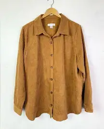 Dark Caramel Corduroy Button Up Shacket size XL